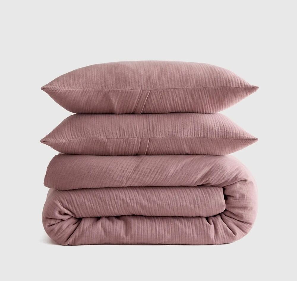 New Quince Organic Cotton Airy Gauze Duvet Cover 3Pc Set King Cal King Fig